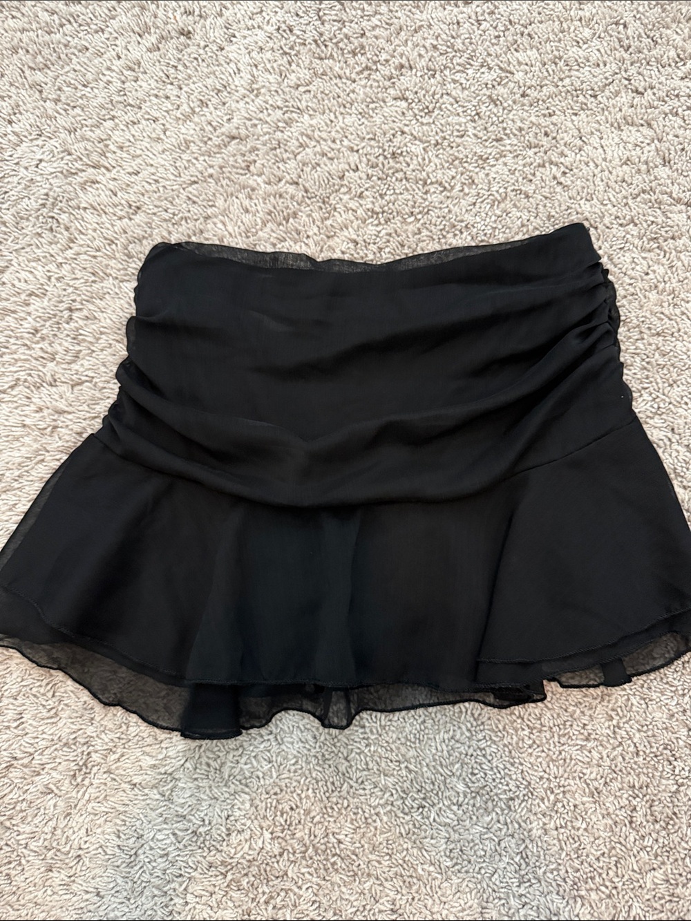 Black Tiered Chiffon Mini Skort